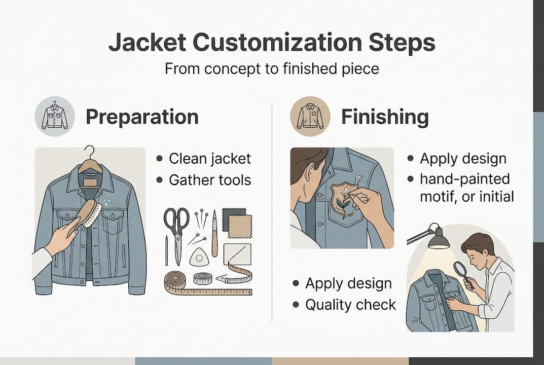 Infographic outlining key jacket customization stages