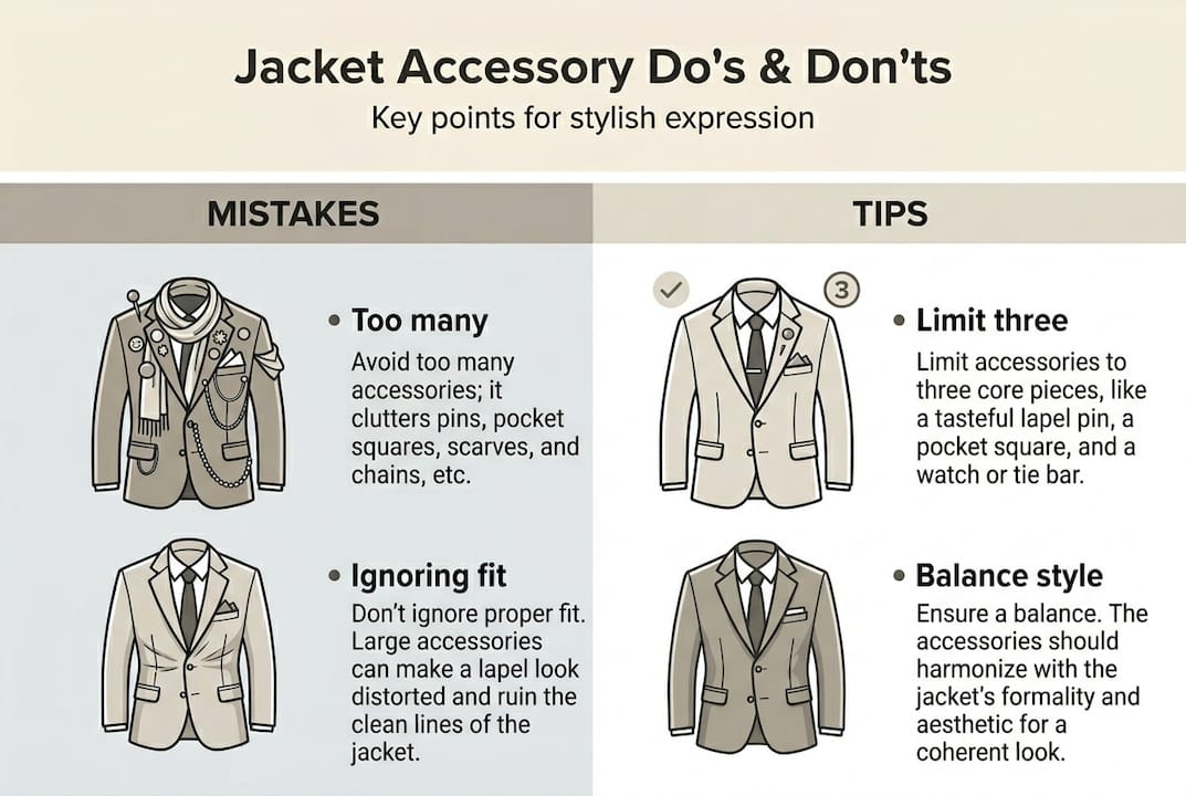 Infographic on jacket accessory mistakes and tips