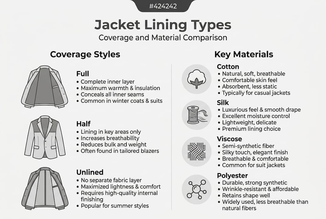 Infographic shows lining styles and materials