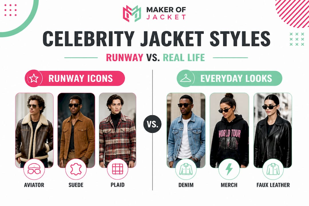 Infographic comparing runway and everyday jackets