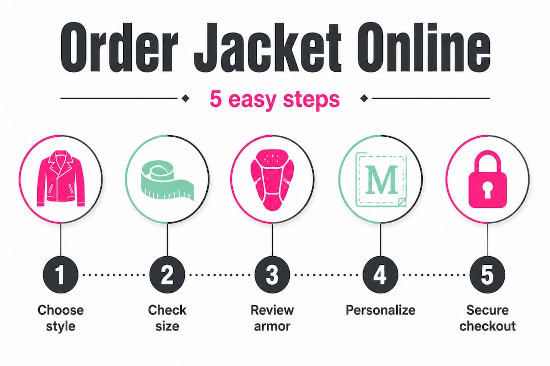 Infographic showing five steps to order jacket online