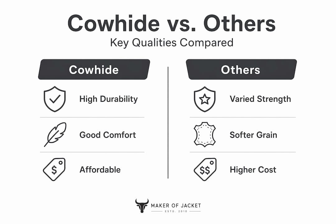 Infographic comparing cowhide and other leathers