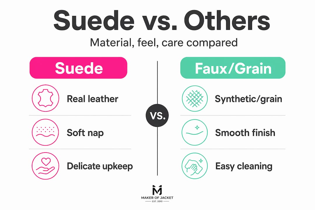 Infographic suede comparison key qualities