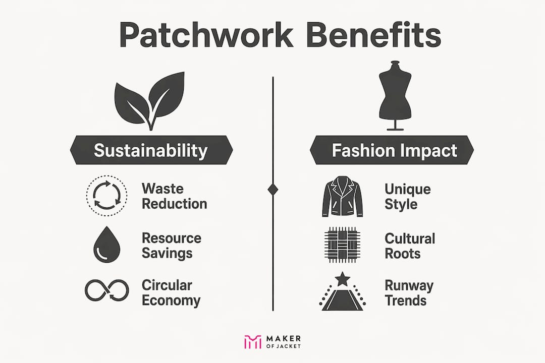 Infographic comparing sustainability and fashion benefits