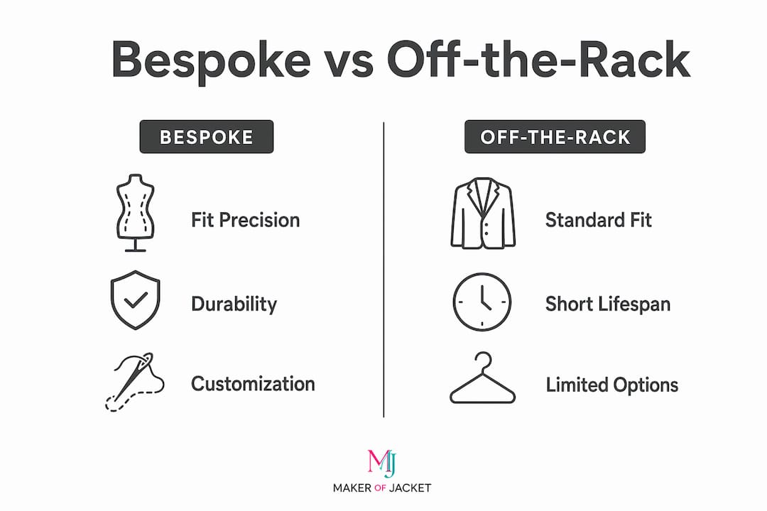 Infographic comparing bespoke and off-the-rack apparel