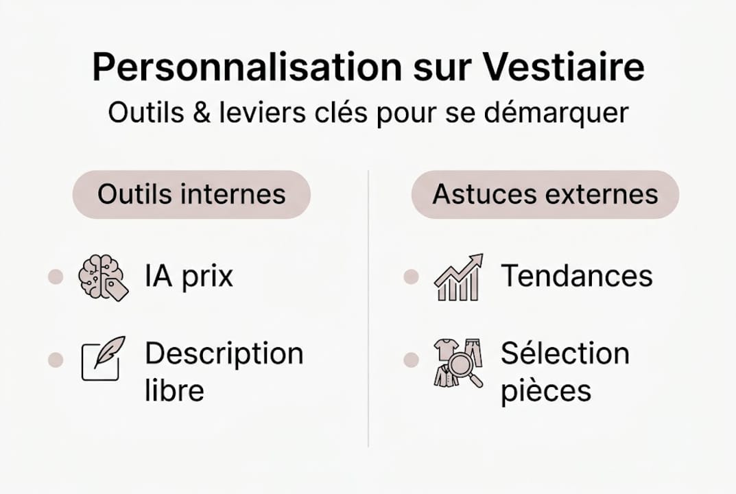 Présentation visuelle du parcours de personnalisation chez Vestiaire Collective