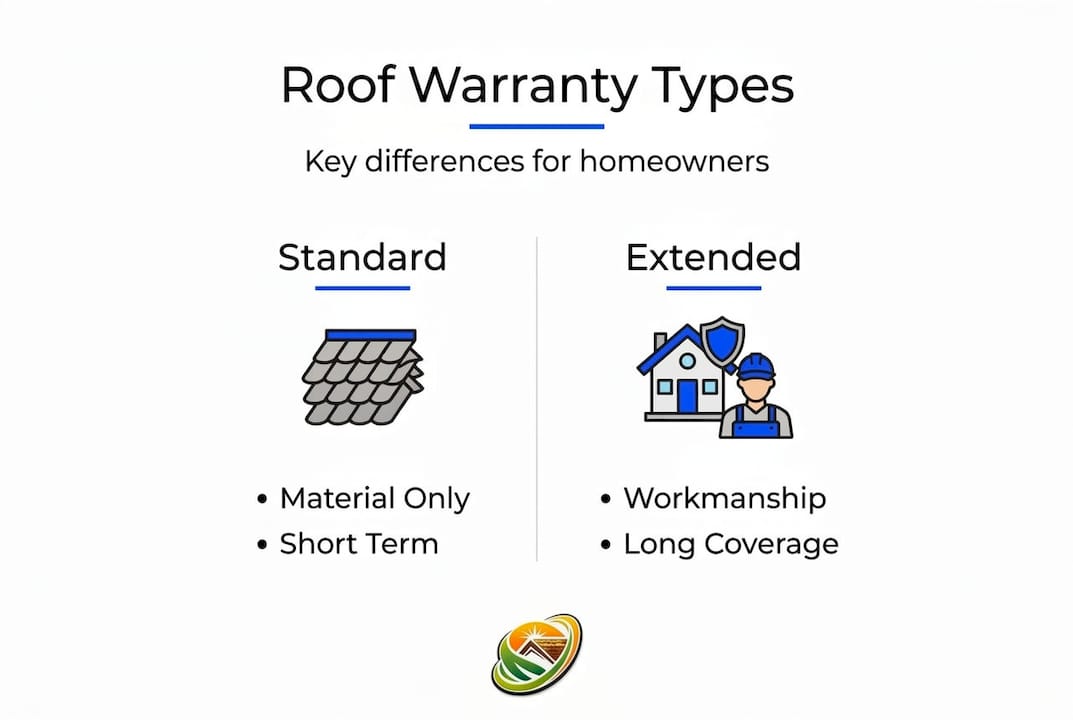 Infographic comparing roof warranty types