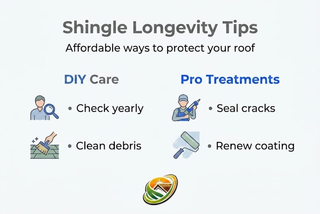 Infographic with roof care tips and categories