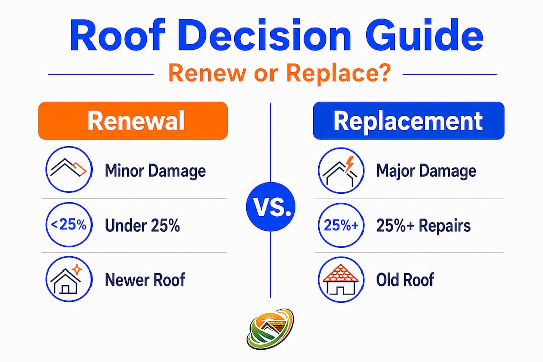 Infographic comparing renewal versus replacement rules