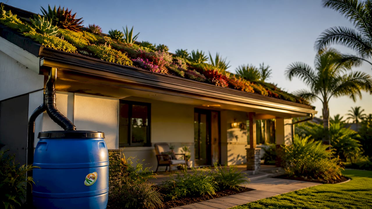 South Florida home with green roof plants