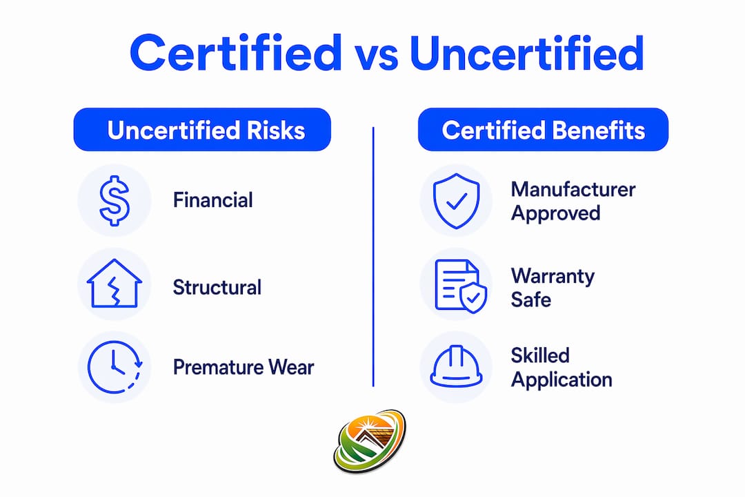Infographic comparing certified and uncertified applicator risks and benefits