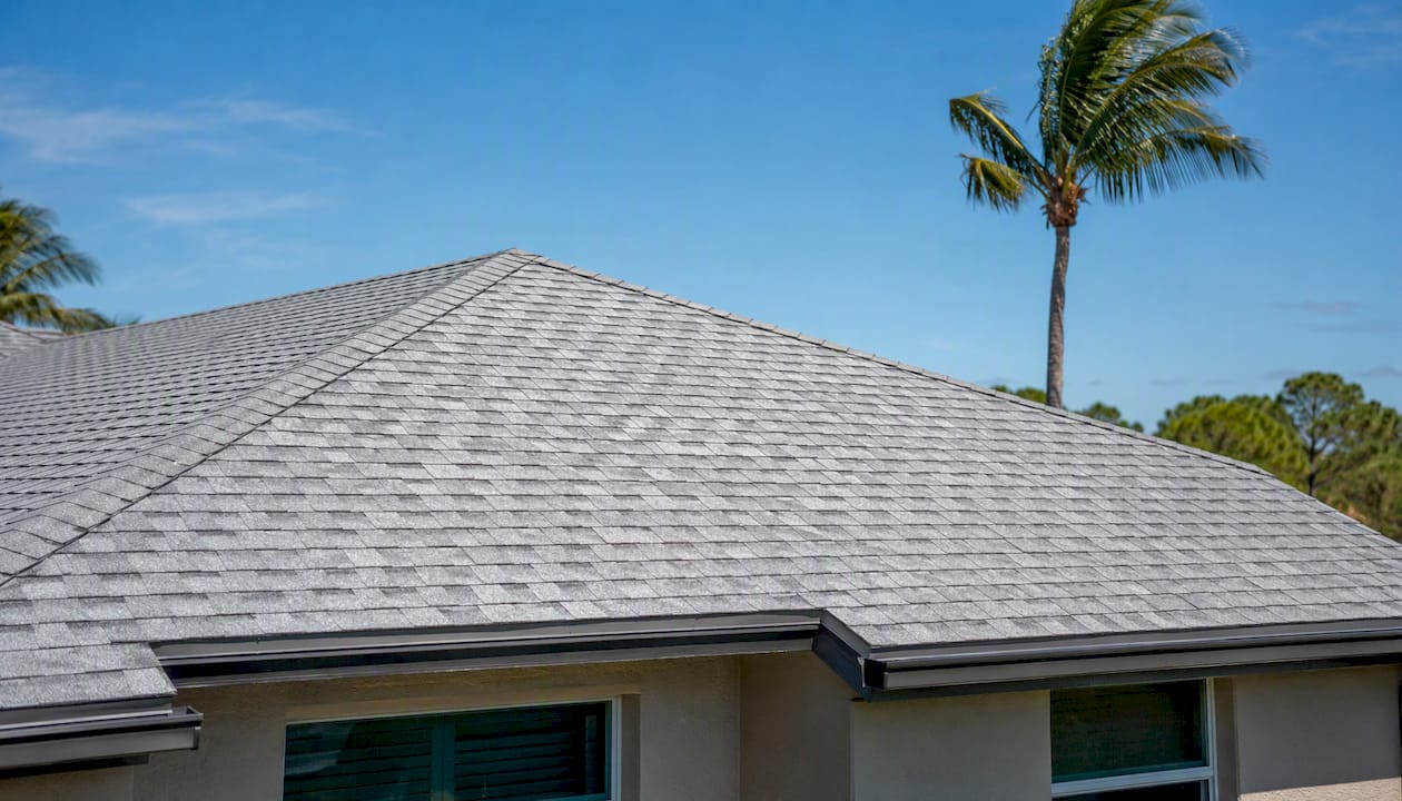 Sunlit roof with solar reflective shingles in Florida