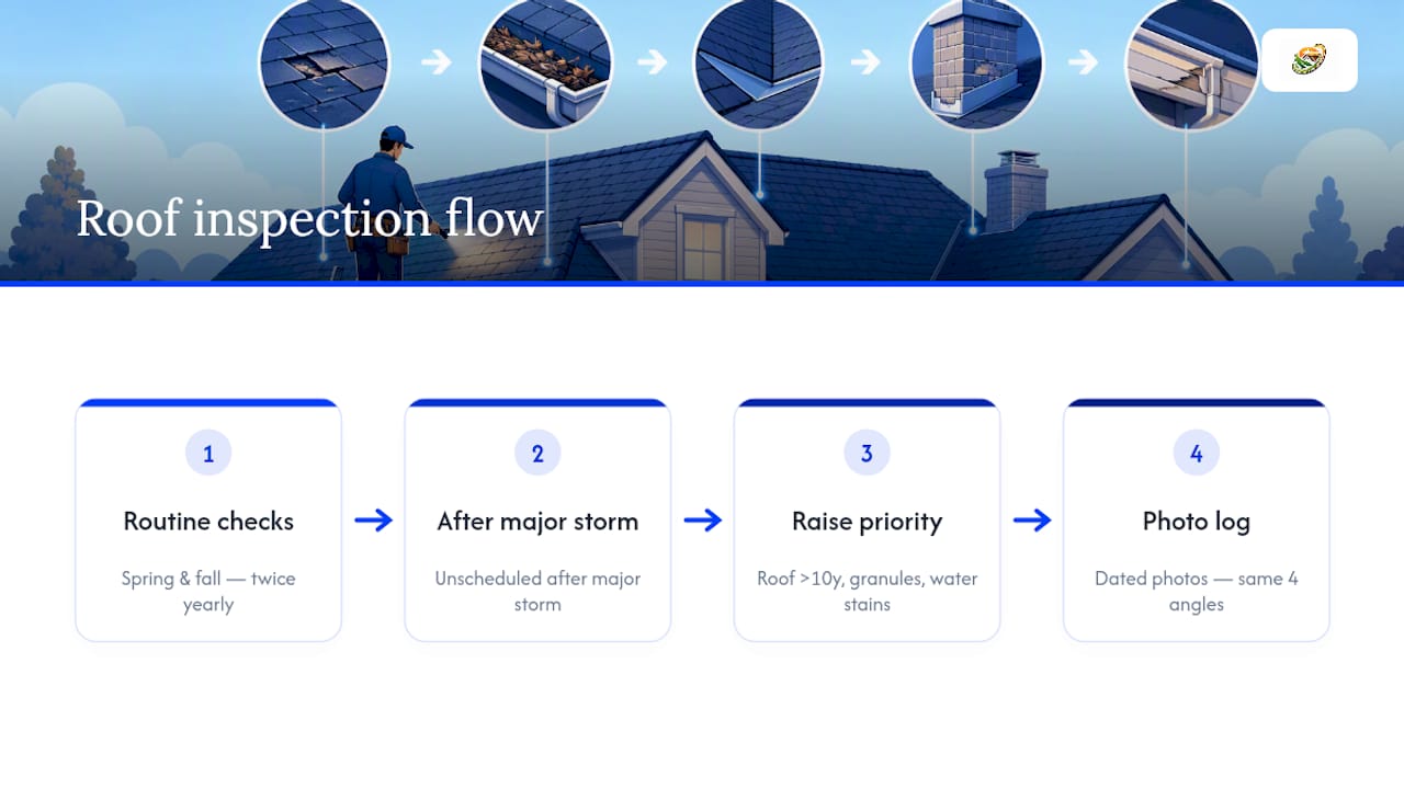 Diagram of roof inspection schedule and priority