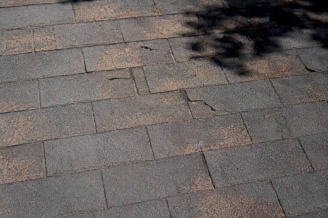 Patterned granule loss on asphalt shingles