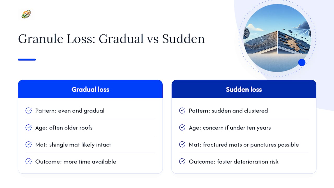 Diagram comparing gradual and sudden granule loss effects
