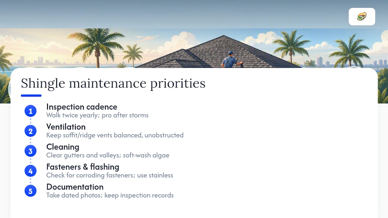 Five-part Florida roof maintenance checklist