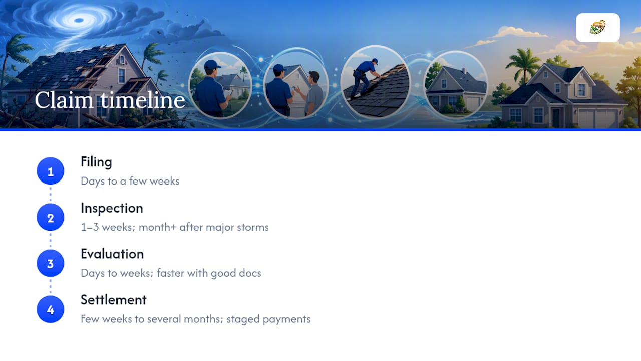 Four-stage hurricane insurance claim timeline