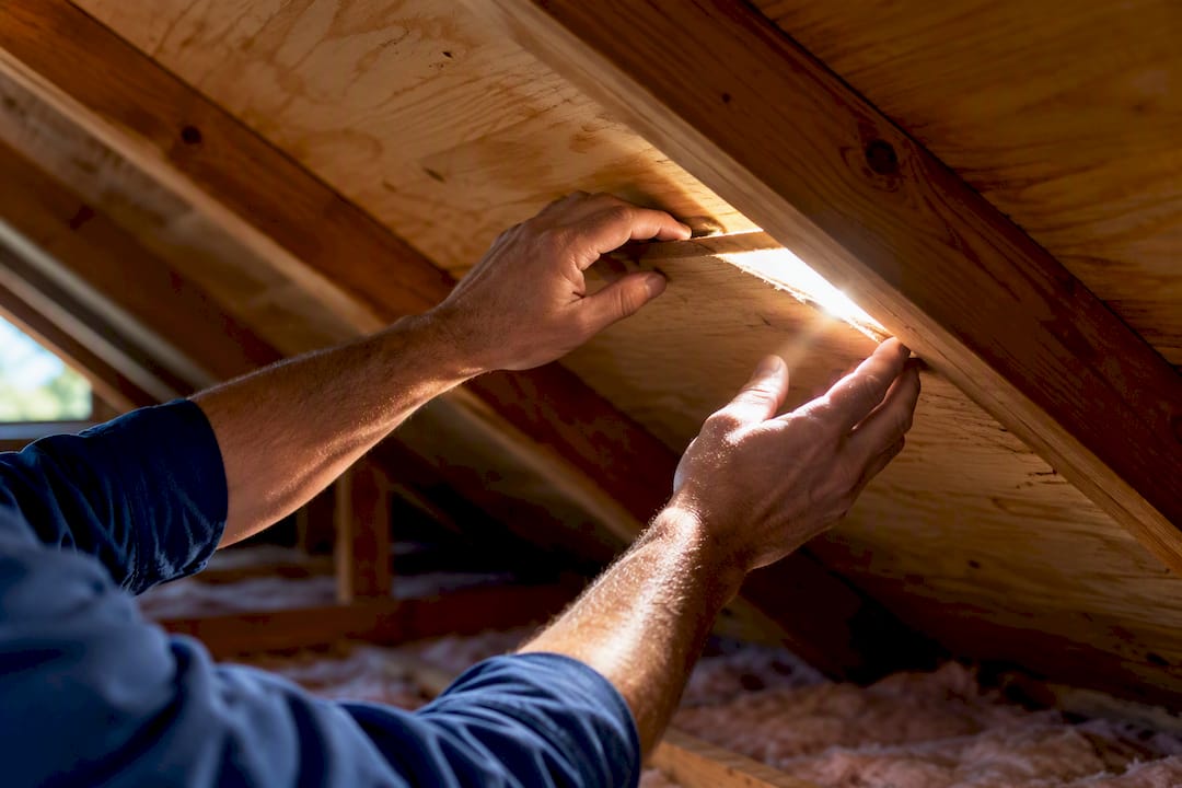 Daylight visible through attic roof decking
