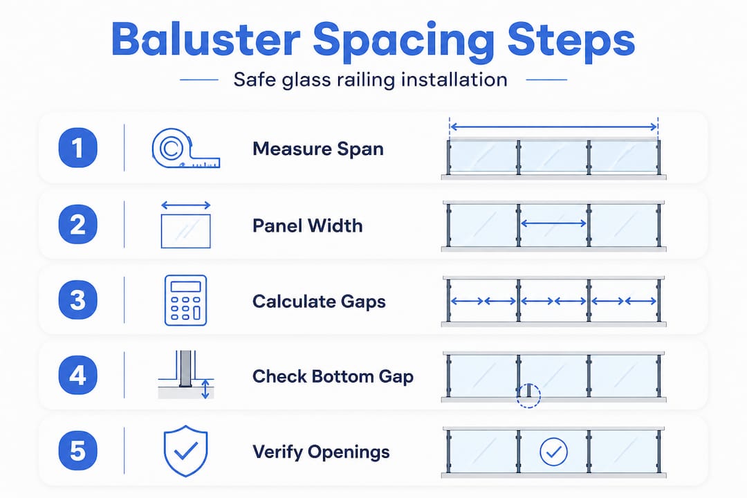 Infographic with vertical steps for baluster spacing