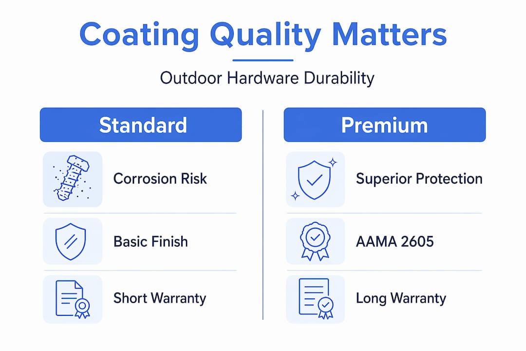 Infographic comparing standard vs premium hardware coating