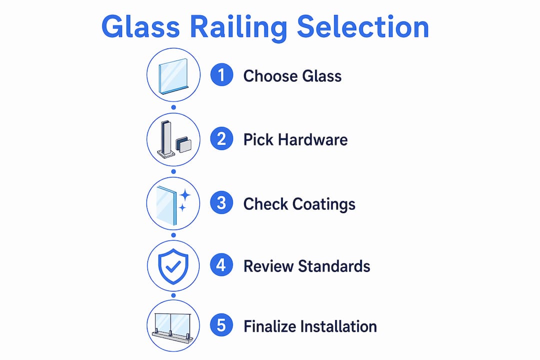 Infographic showing glass railing selection process