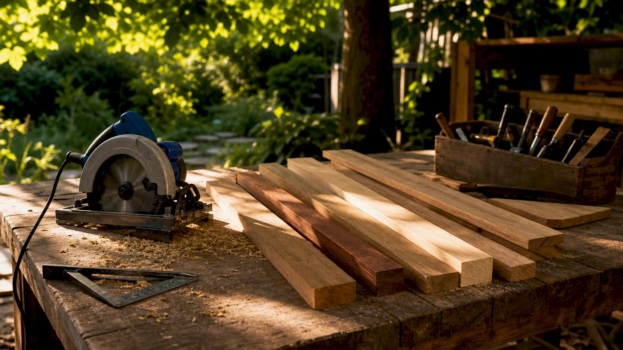Wood planks cedar redwood pressure-treated pine