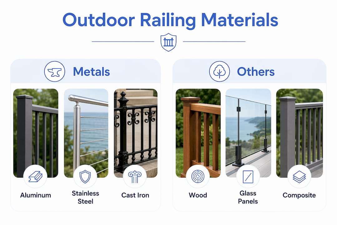 Infographic comparing outdoor railing materials