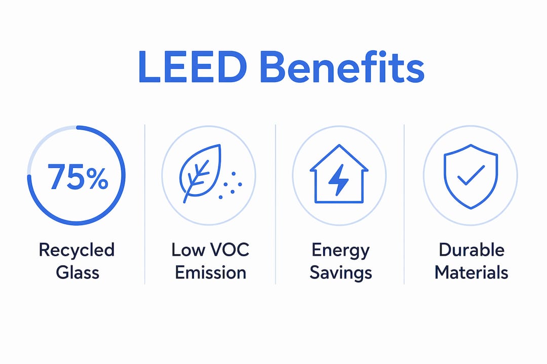 Infographic showing LEED benefits of glass railings