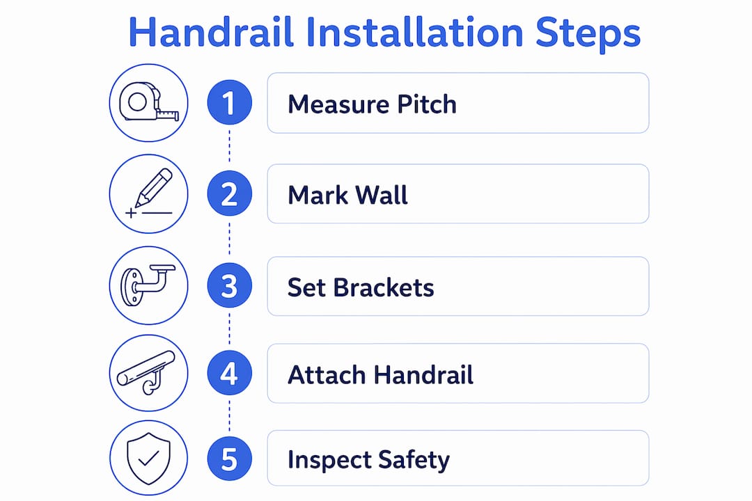 Infographic of handrail installation steps