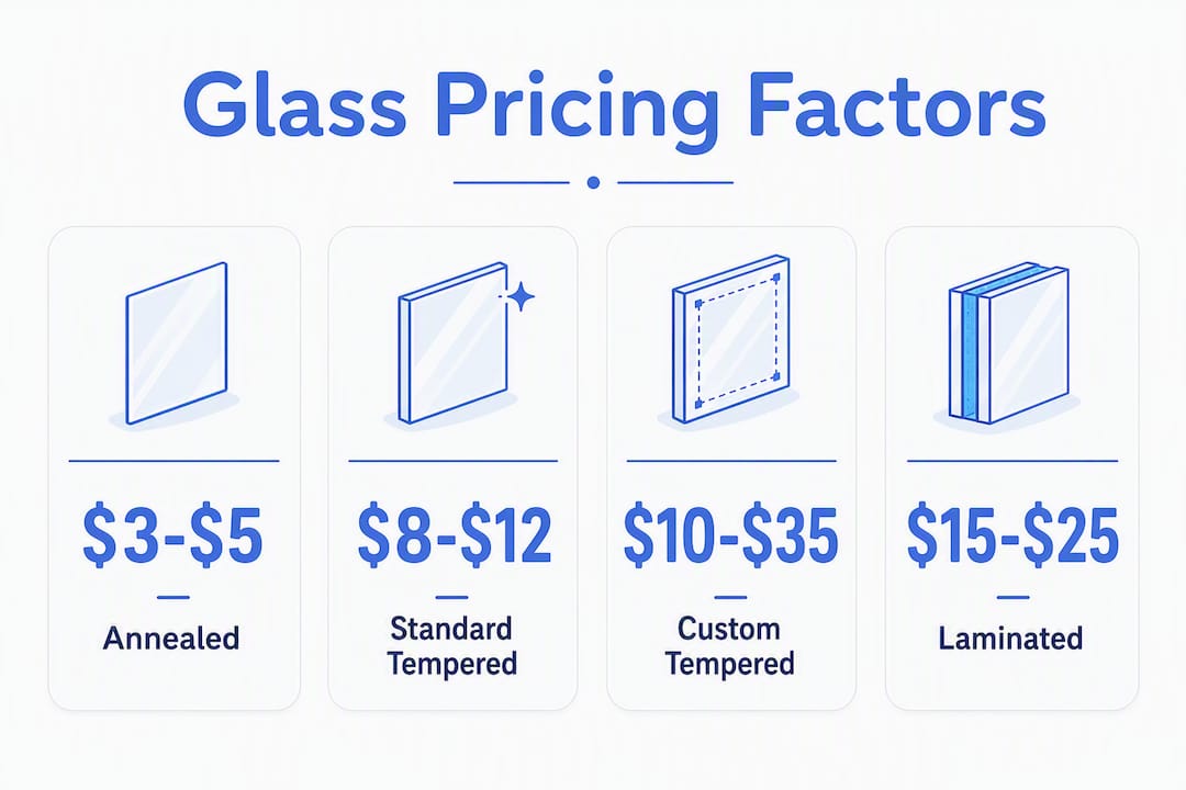 Infographic showing glass pricing ranges
