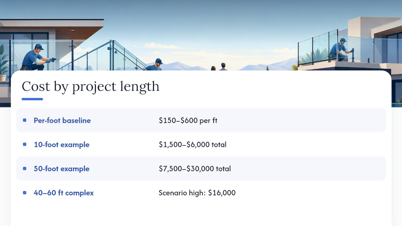 Diagram of glass railing cost by project length