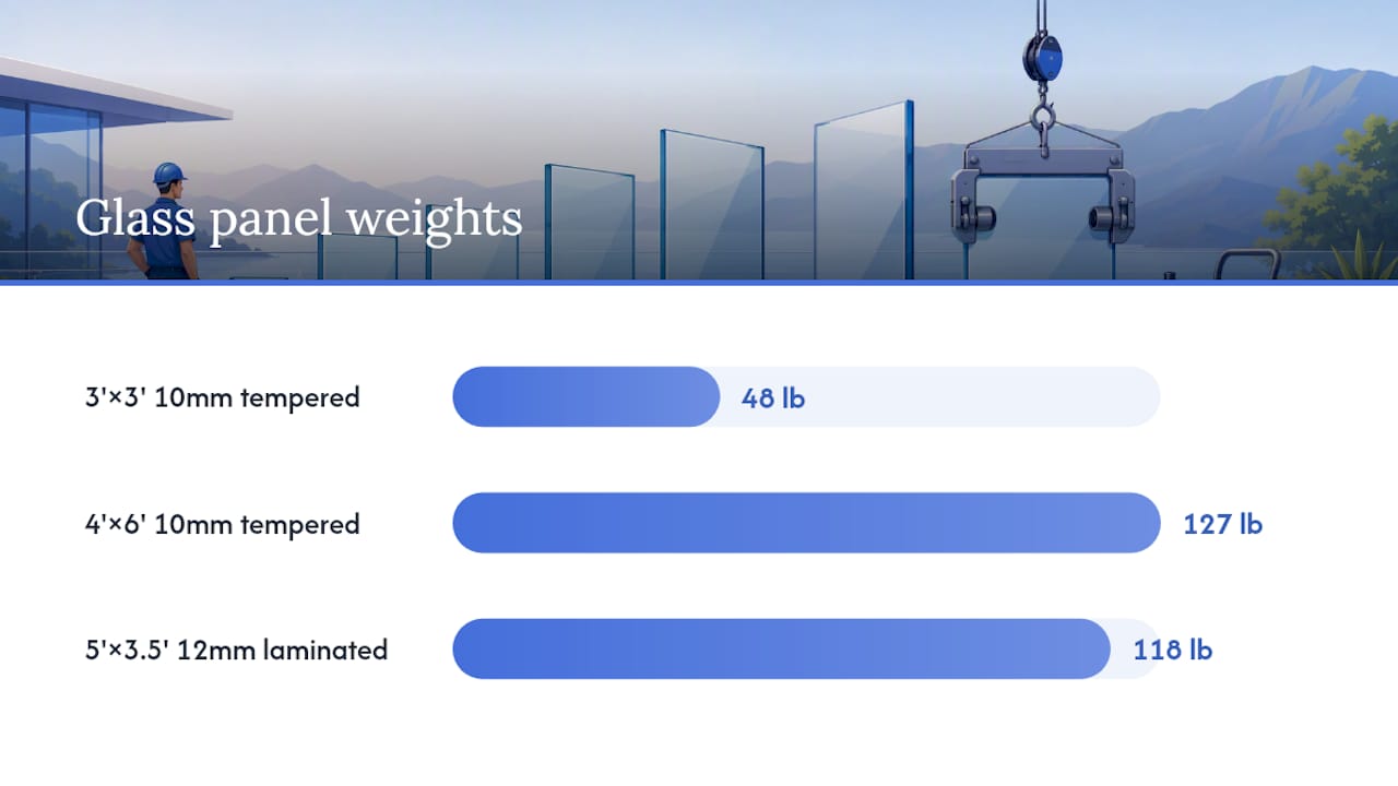 Chart of glass weight by thickness
