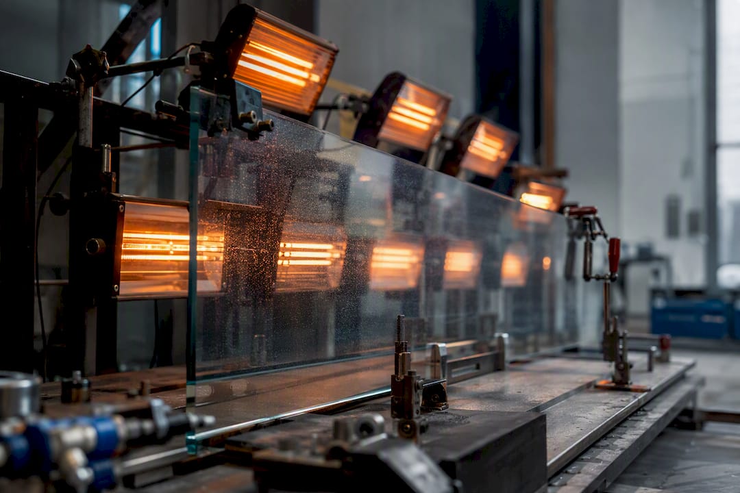 Glass panel undergoing heat-soak test