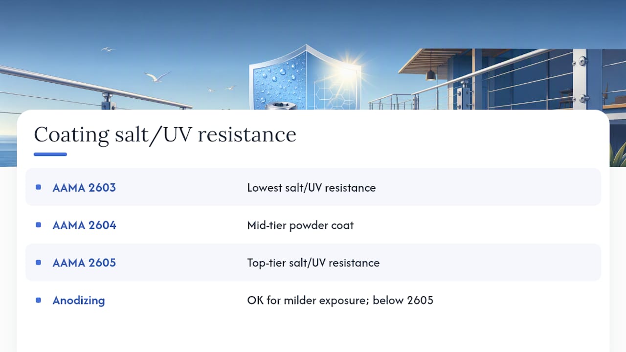 AAMA coating standards coastal comparison