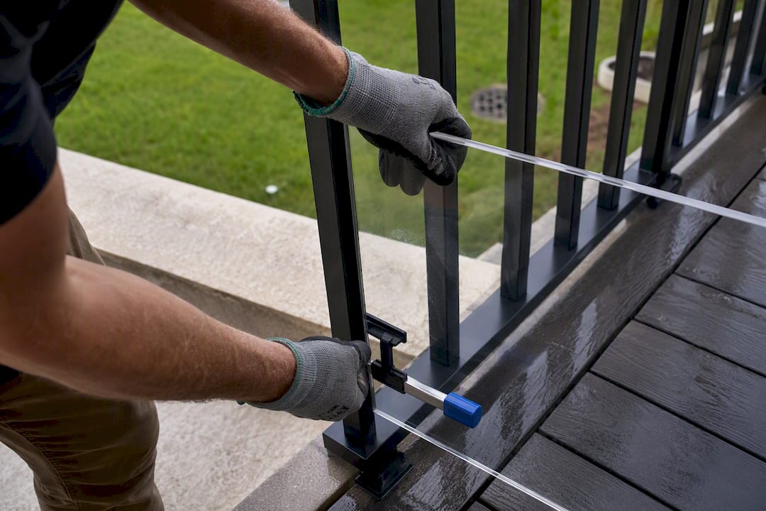 Clear infill panel closing railing gaps