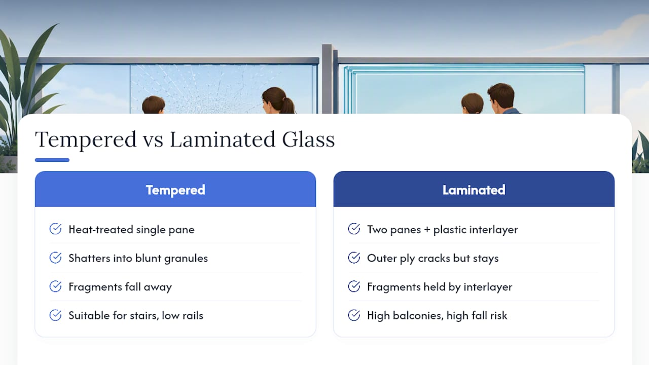 Tempered and laminated glass safety comparison