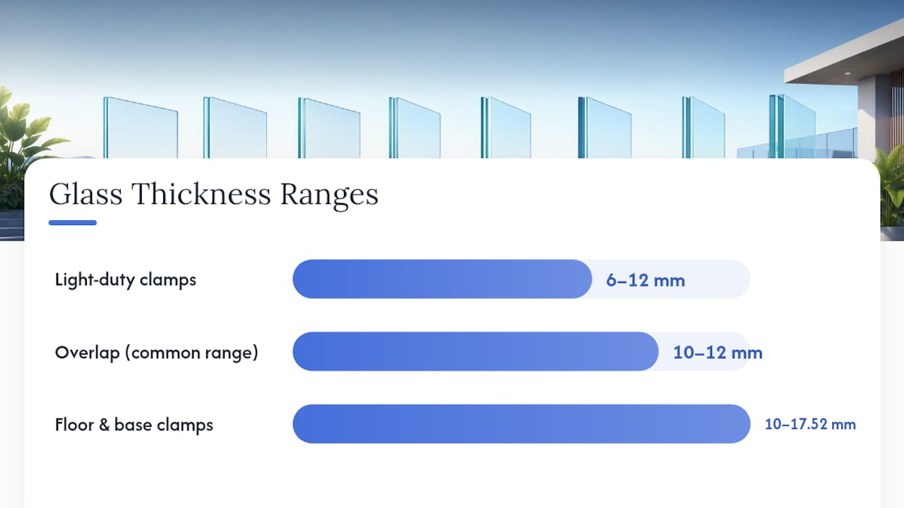 Glass clamp thickness range comparison