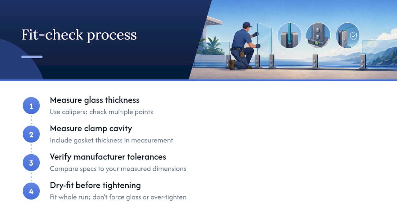 Four steps for checking glass clamp fit