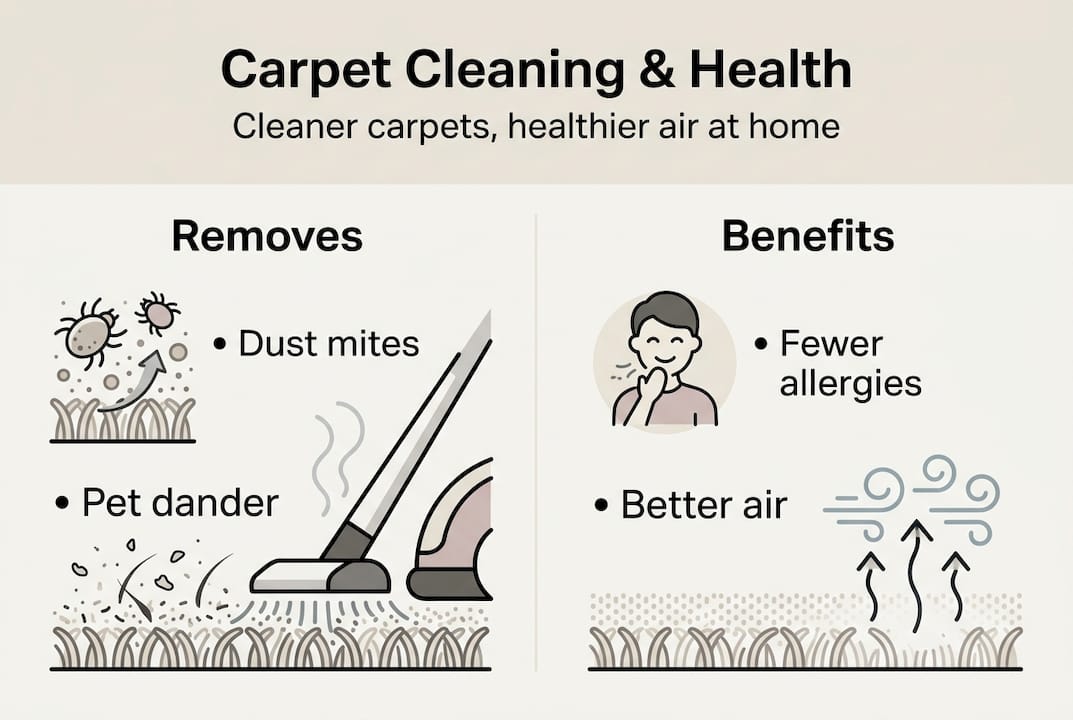 How carpet cleaning improves health and indoor air quality 2 Infographic showing carpet cleaning health benefits