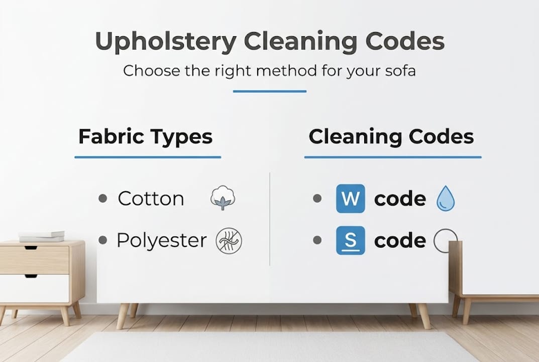 Infographic on fabric types and cleaning codes