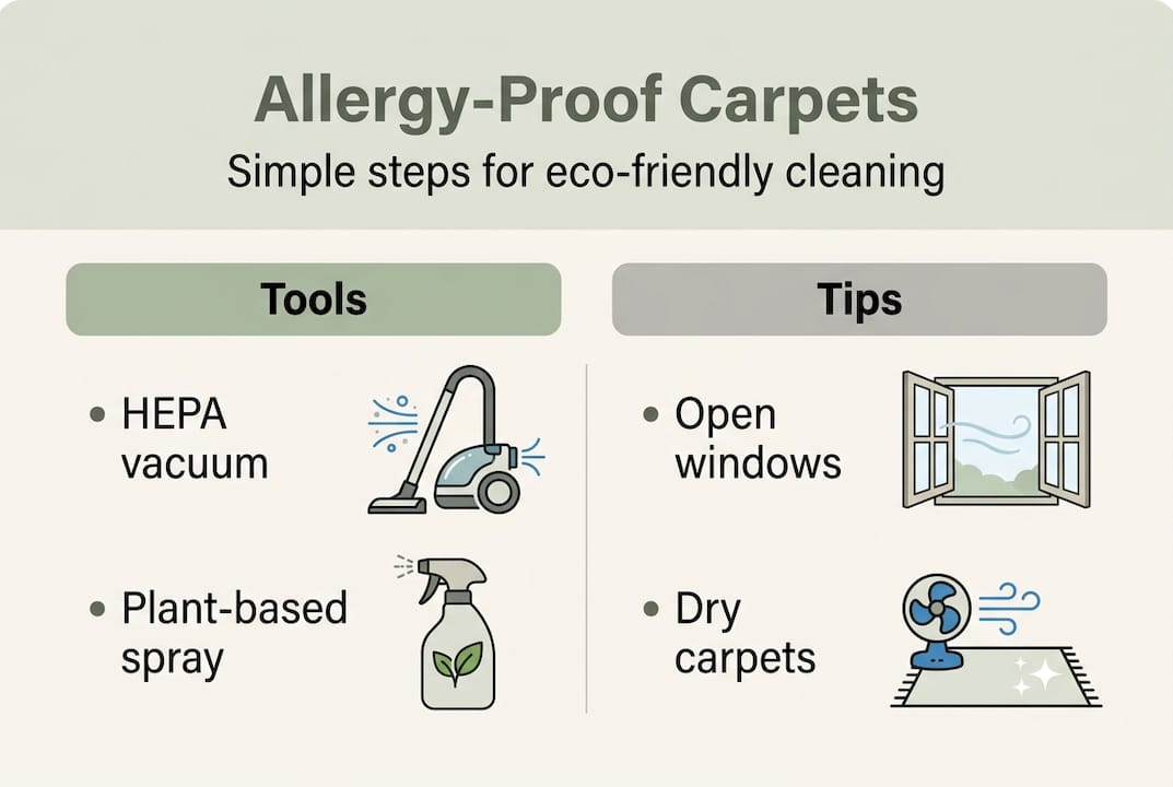 Infographic eco-friendly allergy carpet cleaning tips