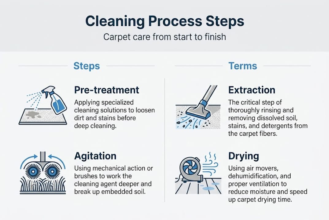 Infographic showing carpet cleaning process overview