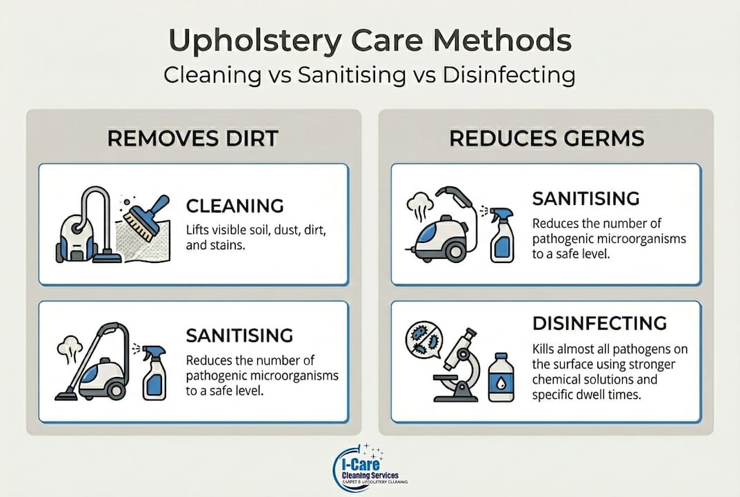 Infographic comparing upholstery sanitising methods