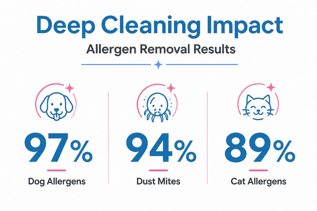 Deep cleaning explained: healthier carpets and upholstery 3 Infographic of deep cleaning allergen removal stats