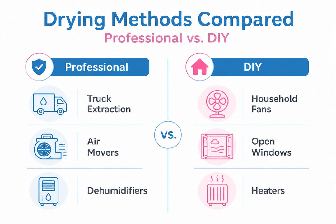 Infographic comparing carpet drying methods