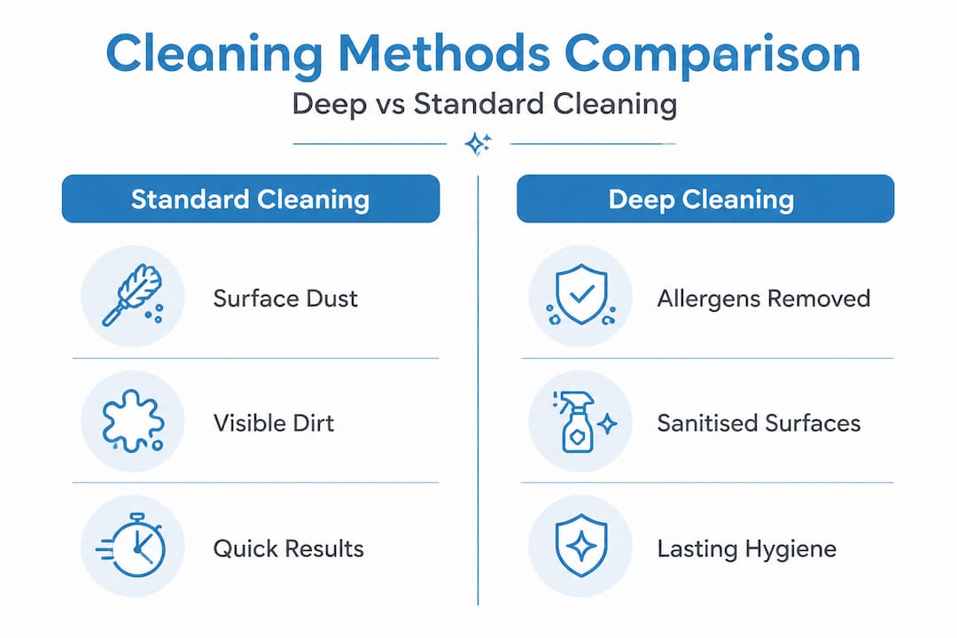 Infographic comparing deep and standard cleaning