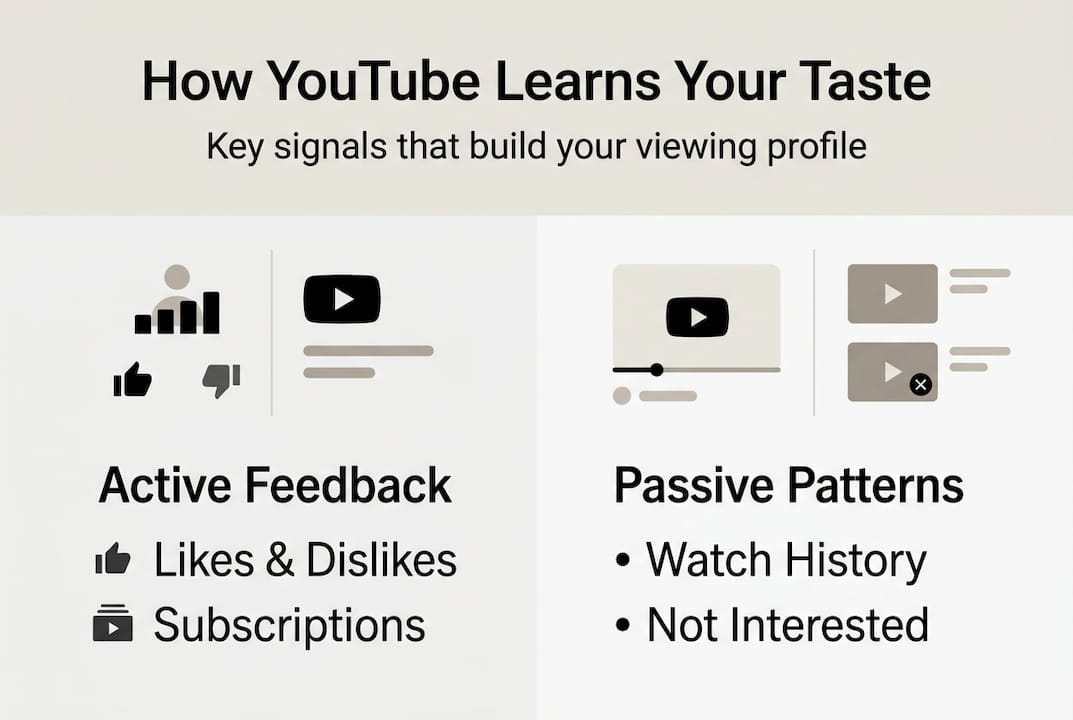Infographic showing YouTube preference signals flow