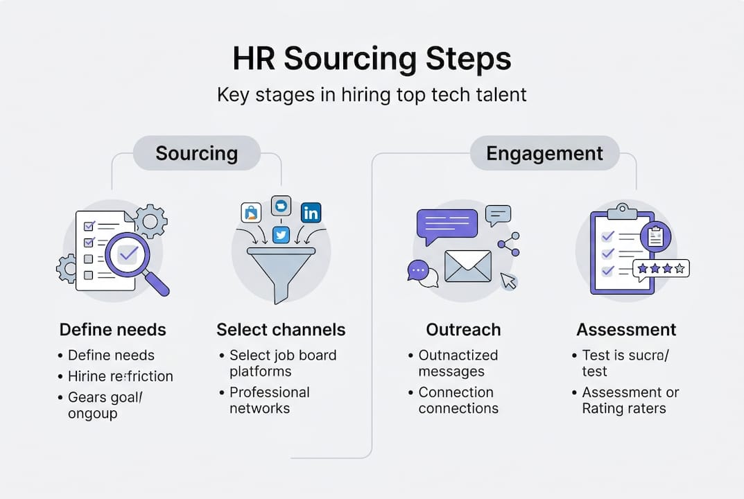 Infographic of main HR sourcing steps