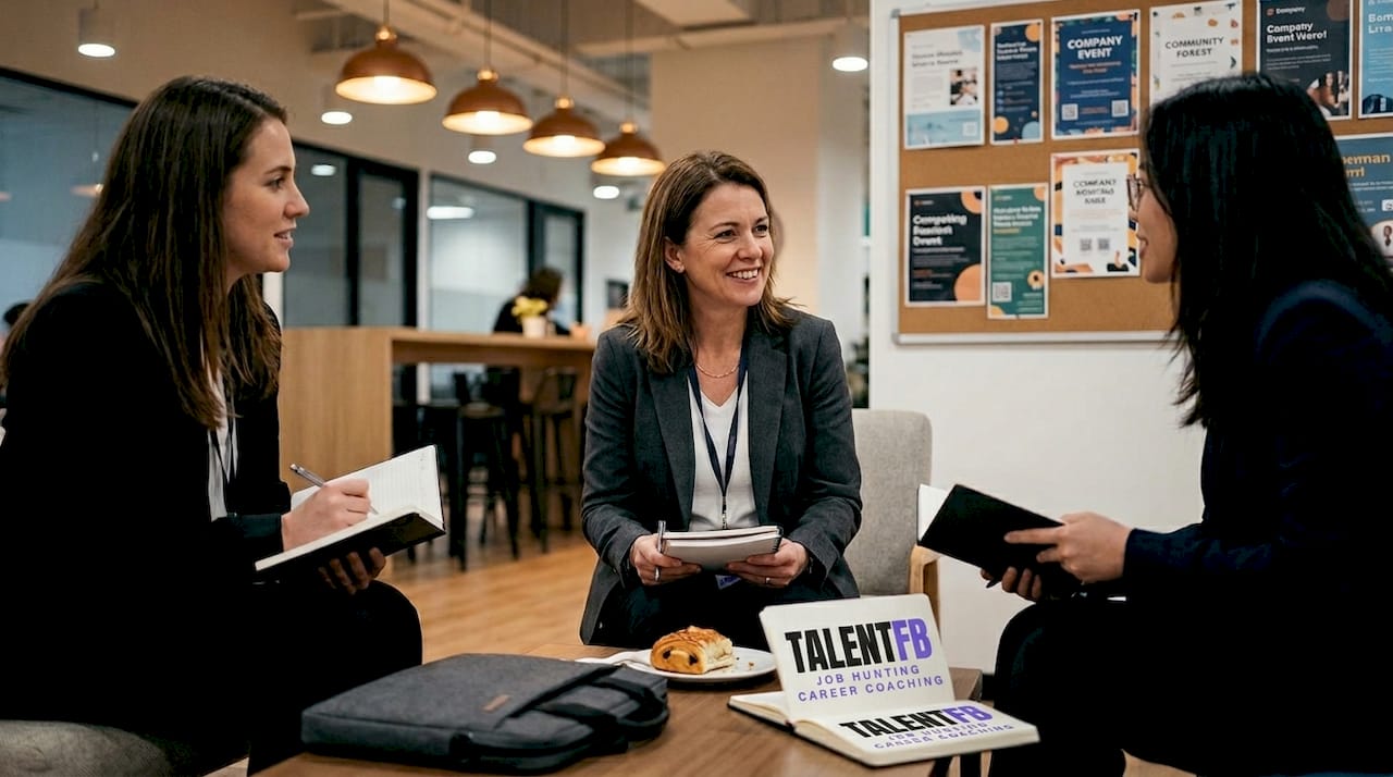 Senior professionals networking at coworking space