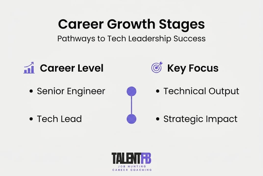 Infographic showing senior tech leader career stages